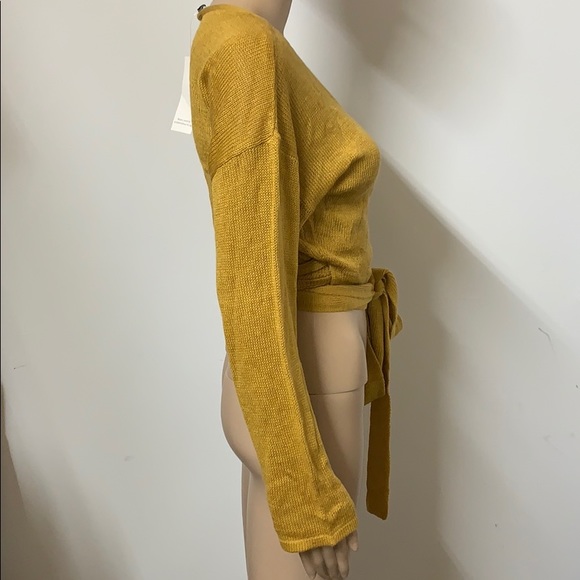 JUST FOR YOU MUSTARD WRAP SWEATER size medium - Picture 2 of 10